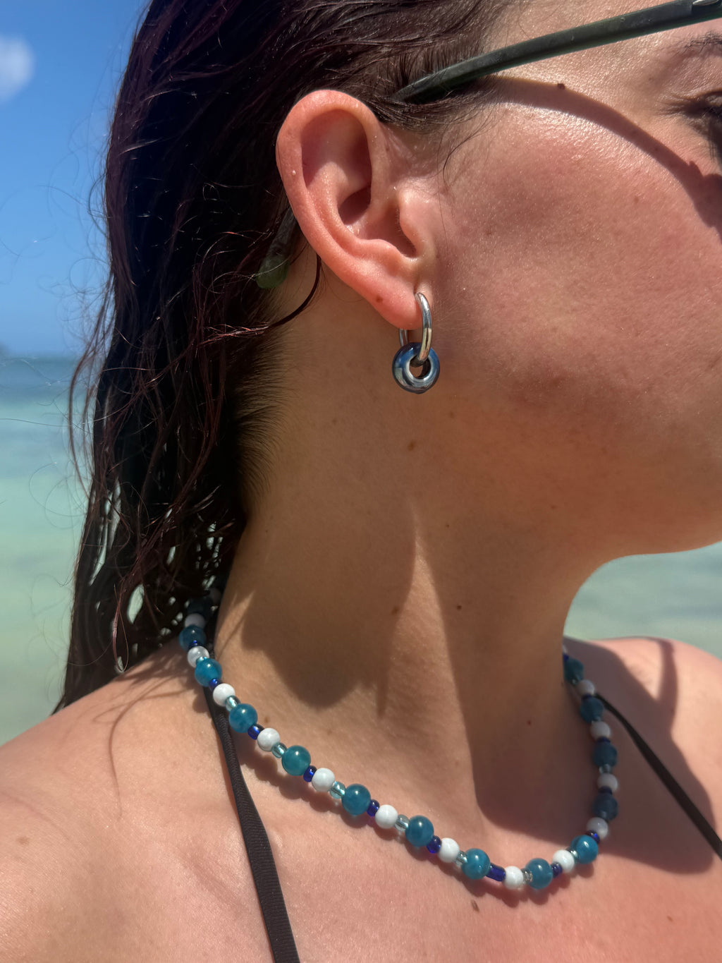 Pendientes cerámicos azul oscuro