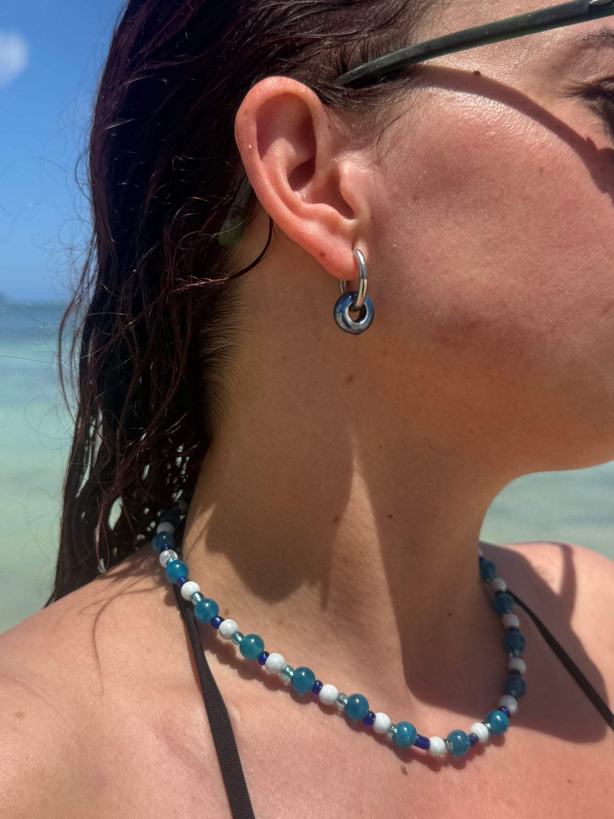 Pendientes cerámicos azul oscuro