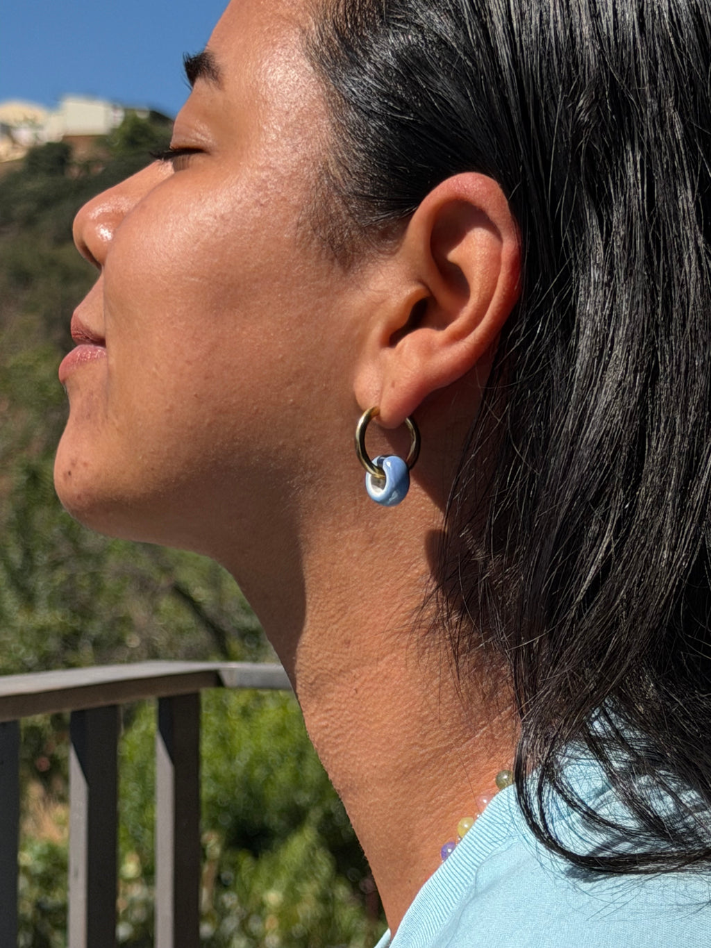 Pendientes cerámicos azul claro