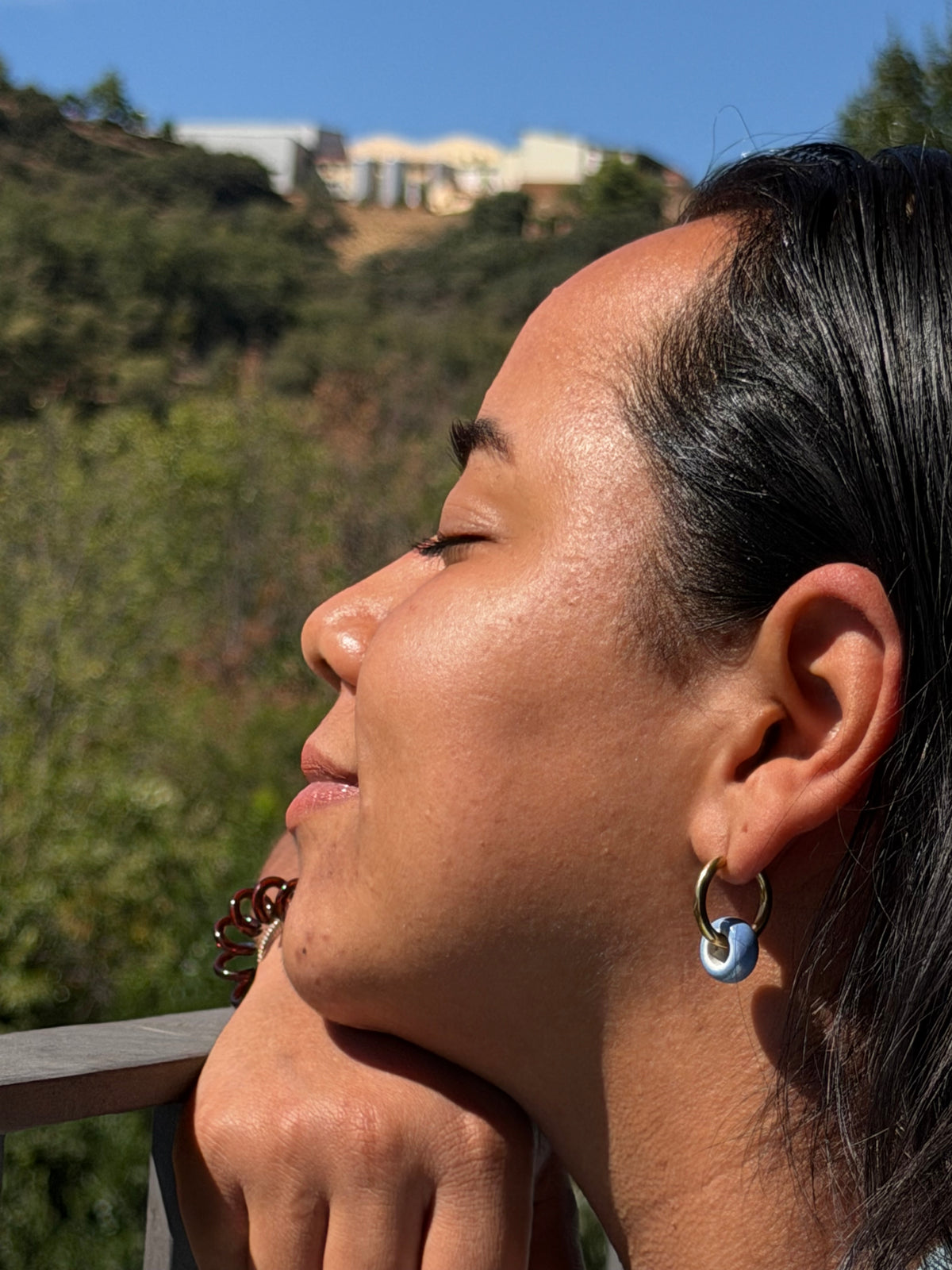 Pendientes cerámicos azul claro