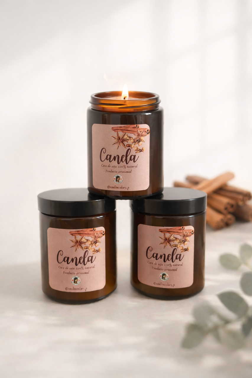 Vela de soja canela