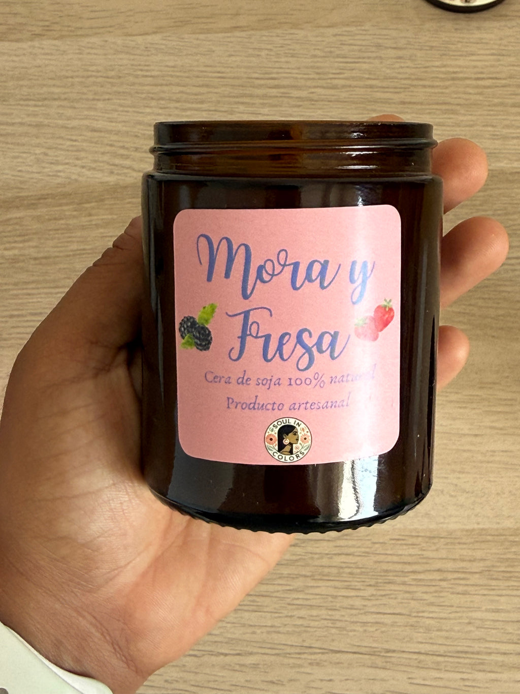 Vela de fresa y mora