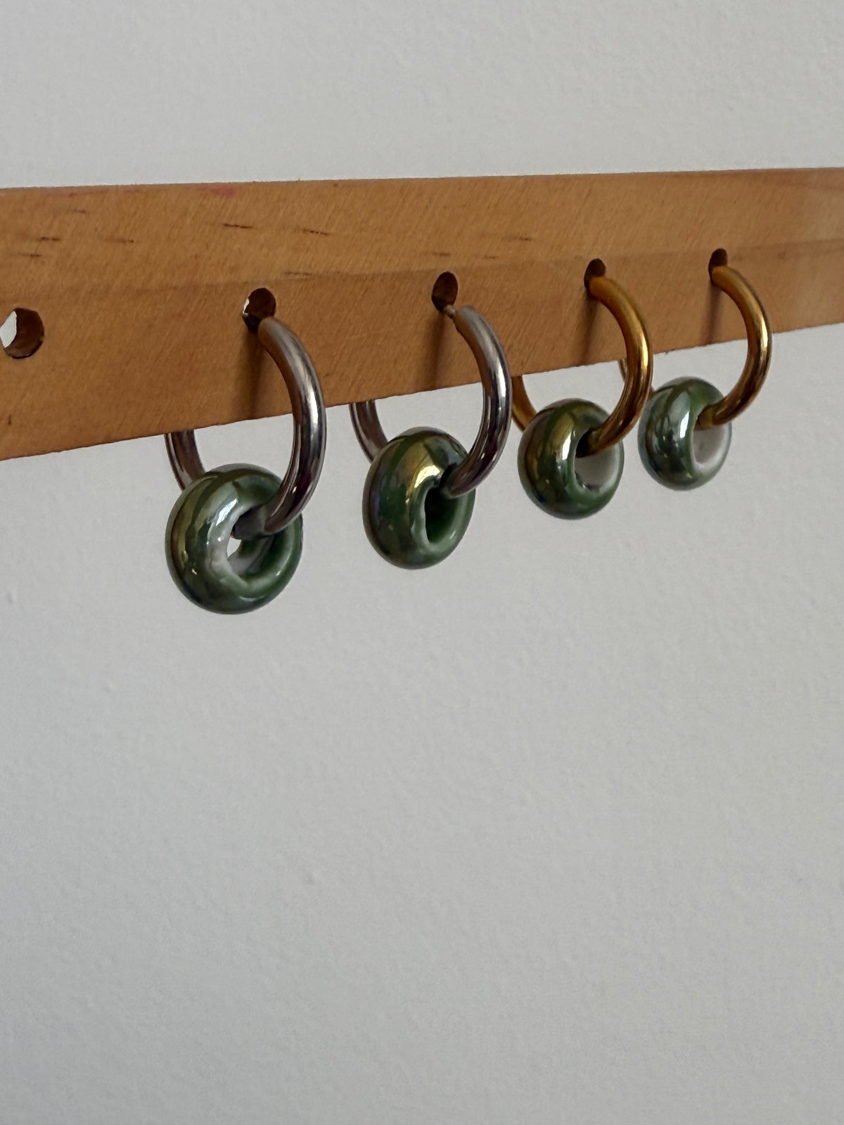 Pendientes cerámicos verde