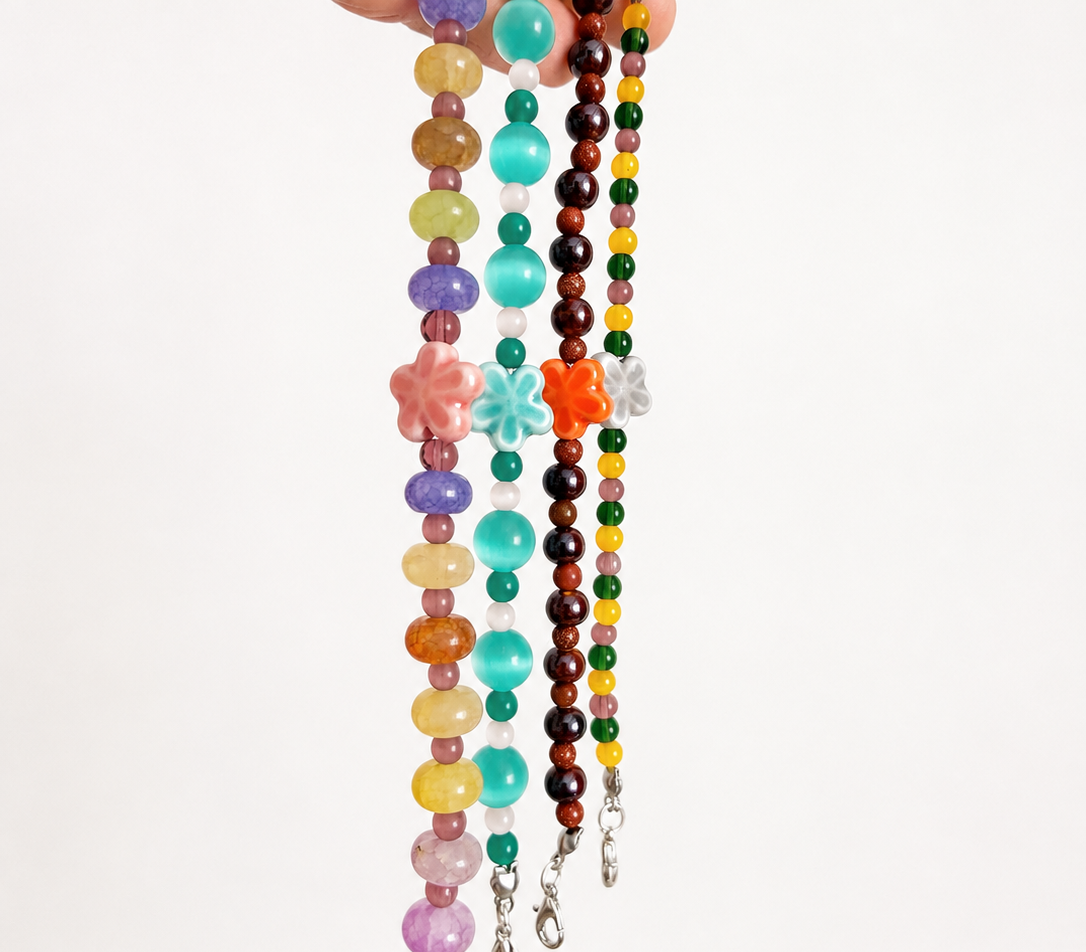 Pulsera multicolor flor de cerámica