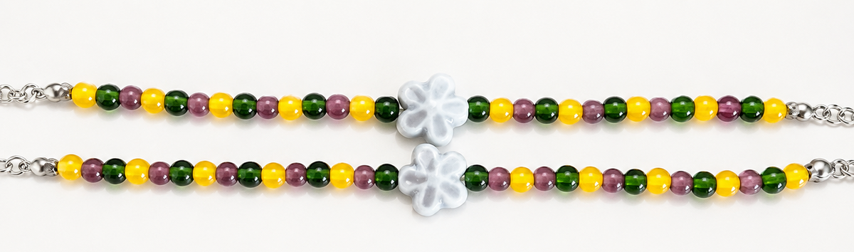 Pulsera multicolor flor de cerámica