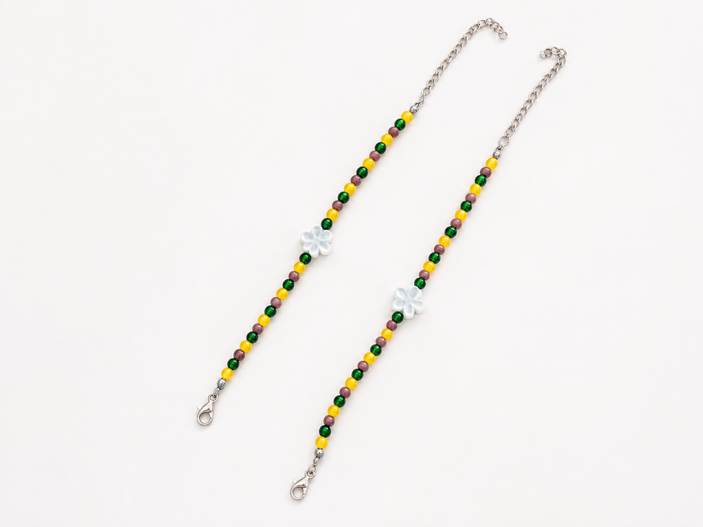 Pulsera multicolor flor de cerámica