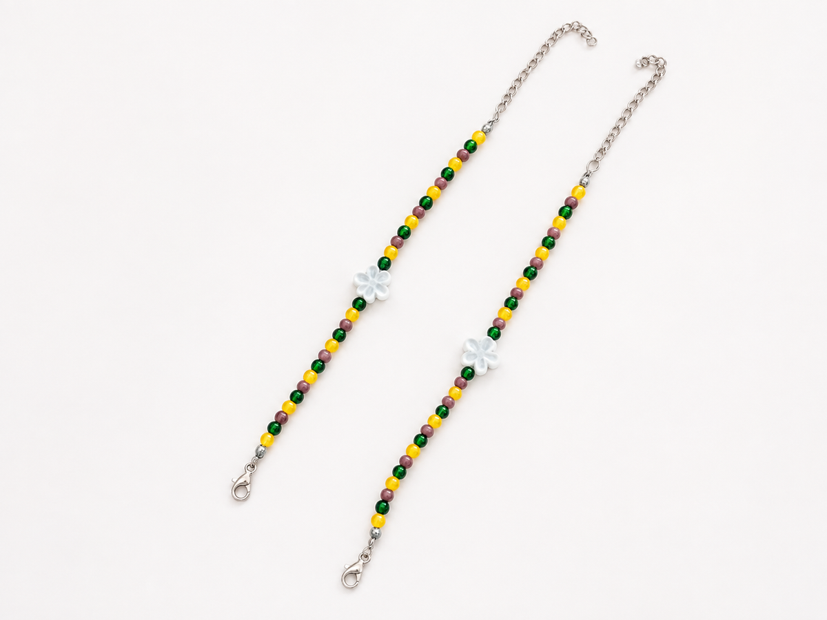 Pulsera multicolor flor de cerámica