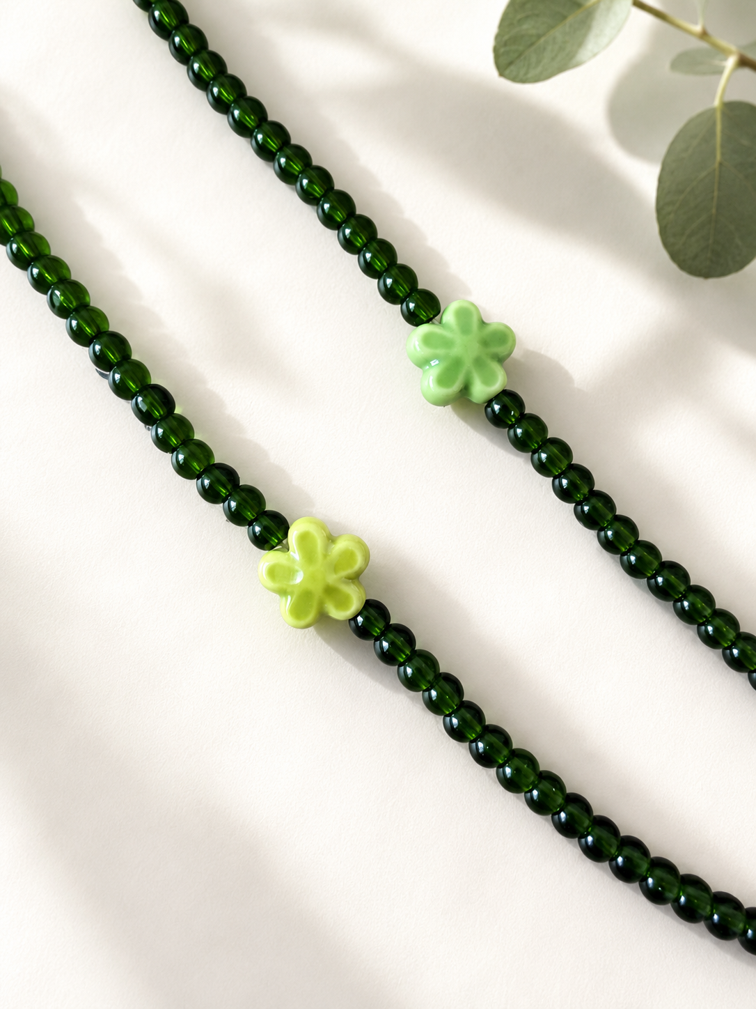 Pulsera flor cerámica verde