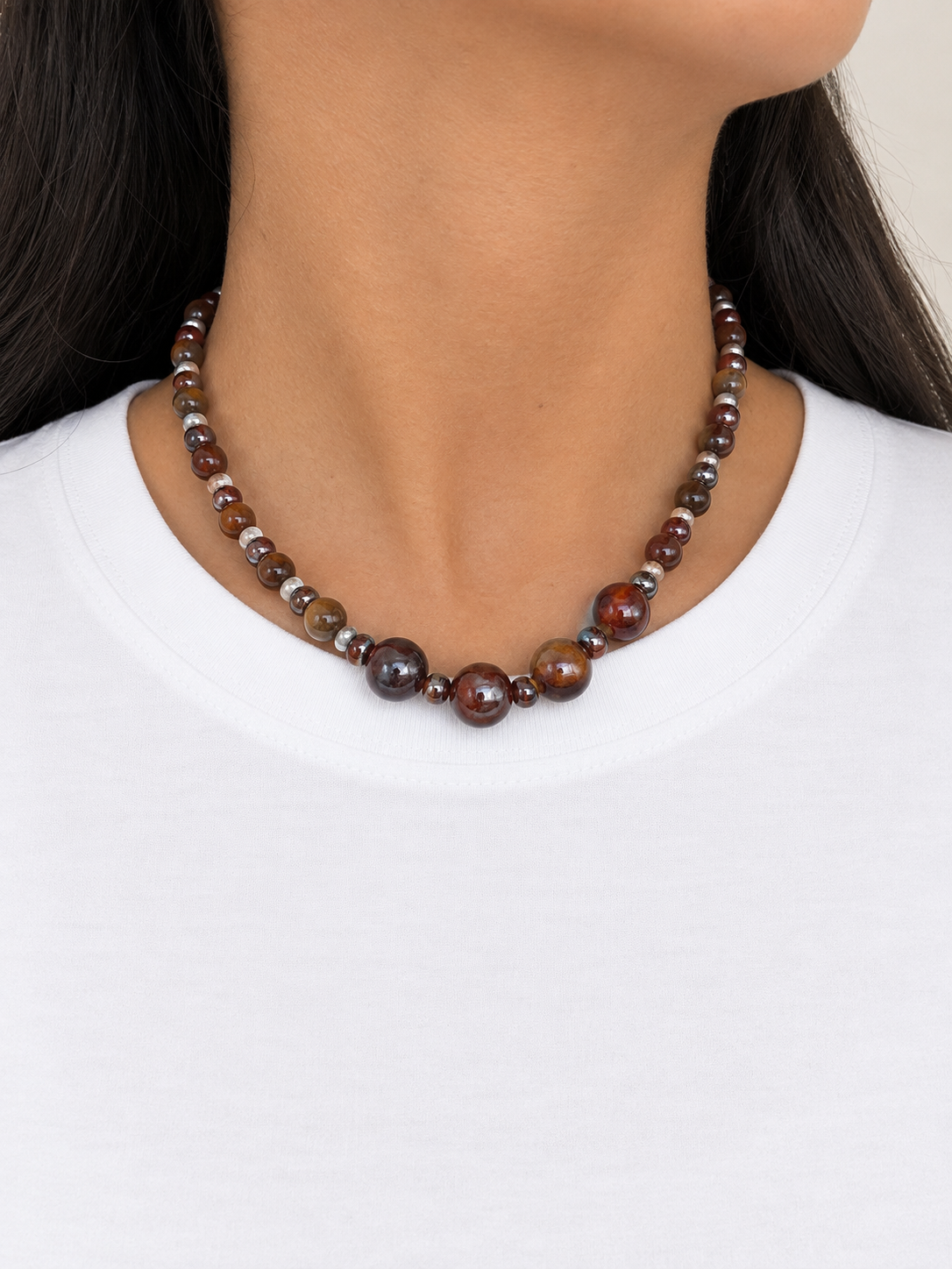 Collar marrón brillo